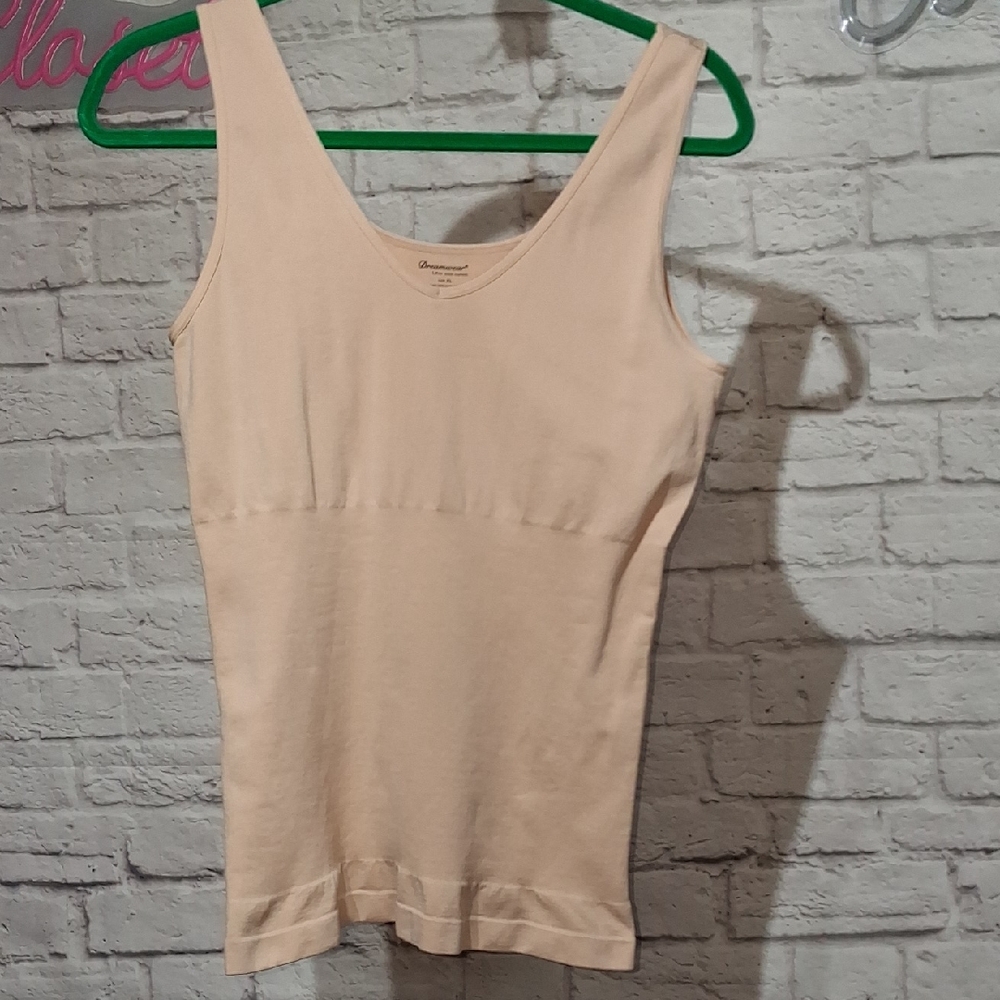 Seamless Ribbed Scoop Neck Tank Top - Cream